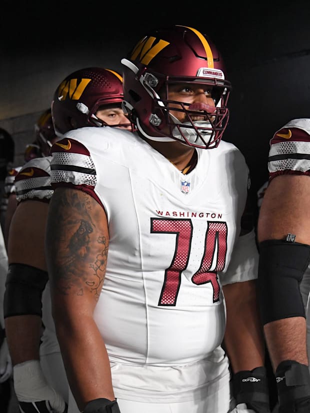 Washington Commanders offensive lineman Brandon Coleman (74). Washington Commanders offensive lineman Brandon Coleman (74).