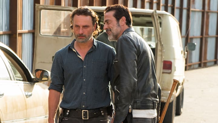 Andrew Lincoln as Rick Grimes, Jeffrey Dean Morgan as Negan - The Walking Dead season 7