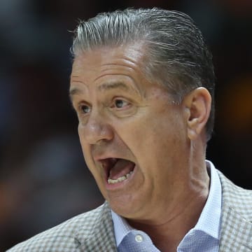 Kentucky Wildcats head coach John Calipari during the first half against the Tennessee Volunteers at Thompson-Boling Arena at Food City Center. 