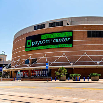 The new Paycom Center logo is shown Tuesday on the downtown Oklahoma City arena. Paycom now has the arena's new naming rights agreement.

PHOTO FOR JUMP PAGE