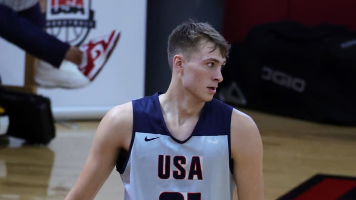 2024 USAB Men's Training Camp In Las Vegas; Duke basketball forward Cooper Flagg playing with USA Basketball during Olympic training camp