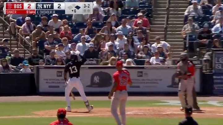 Jazz Chisholm did not hesitate for a second as he strolled down the first base line after calling for a challenge Jazz Chisholm did not hesitate for a second as he strolled down the first base line after calling for a challenge