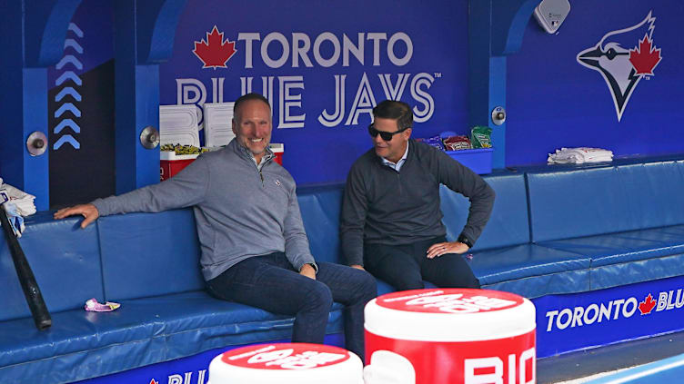 May 15, 2023; Toronto, Ontario, CAN; Toronto Blue Jays president Mark A. Shapiro and Toronto Blue