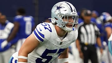Dallas Cowboys linebacker Jack Sanborn (57) in action against the New York Giants at AT&T Stadium.