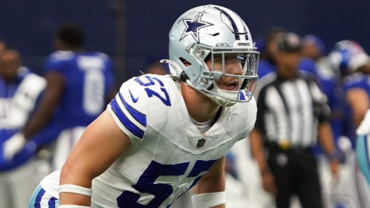 Dallas Cowboys linebacker Jack Sanborn (57) in action against the New York Giants at AT&T Stadium.