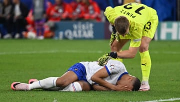 Mbappe busted his nose in the win over Austria