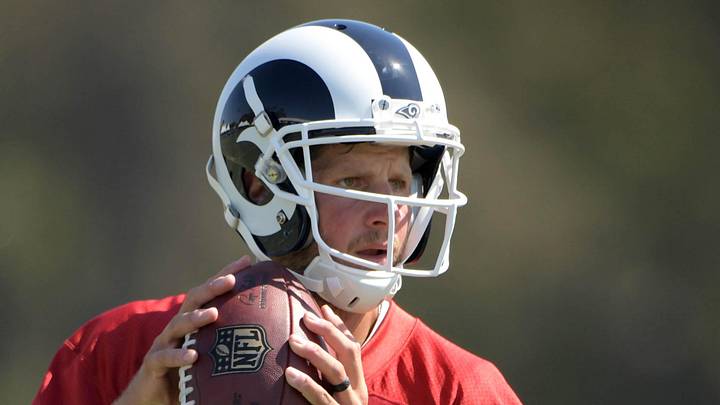Los Angeles Rams quarterback Dan Orlovsky (8). Mandatory Credit: Kirby Lee-Imagn Images