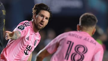 Lionel Messi (left) and Jordi Alba have both played significant minutes for Inter Miami in a busy start to the MLS season. 