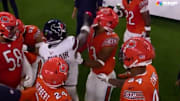 Azeez Al-Shaair hit Roschon Johnson in the facemark during the Bears - Texans game.