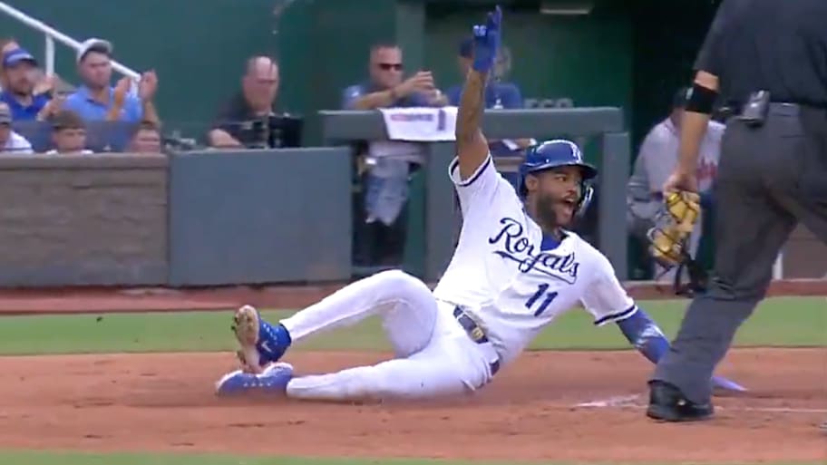 Maikel Garcia beats a throw home from his cousin Ronald Acuña Jr. | Screengrab via @MLB on X/Twitter