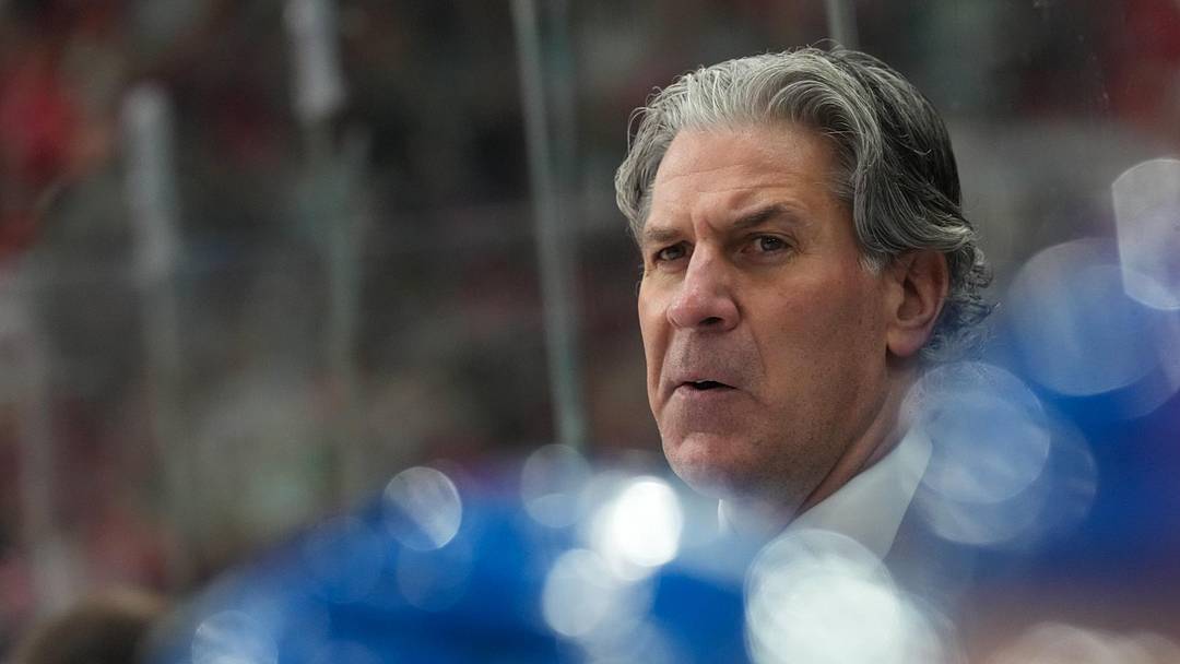 Jan 3, 2026; Raleigh, North Carolina, USA; Colorado Avalanche head coach Jared Bednar looks on against the Carolina Hurricanes during the first period at Lenovo Center. Mandatory Credit: James Guillory-Imagn Images