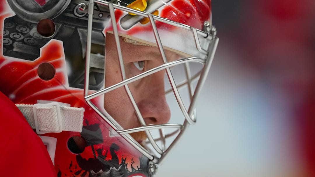 Feb 28, 2026; Raleigh, North Carolina, USA; Carolina Hurricanes goaltender Frederik Andersen (31) looks on during the warmups before the game against the Detroit Red Wings at Lenovo Center. Mandatory Credit: James Guillory-Imagn Images Feb 28, 2026; Raleigh, North Carolina, USA; Carolina Hurricanes goaltender Frederik Andersen (31) looks on during the warmups before the game against the Detroit Red Wings at Lenovo Center. Mandatory Credit: James Guillory-Imagn Images