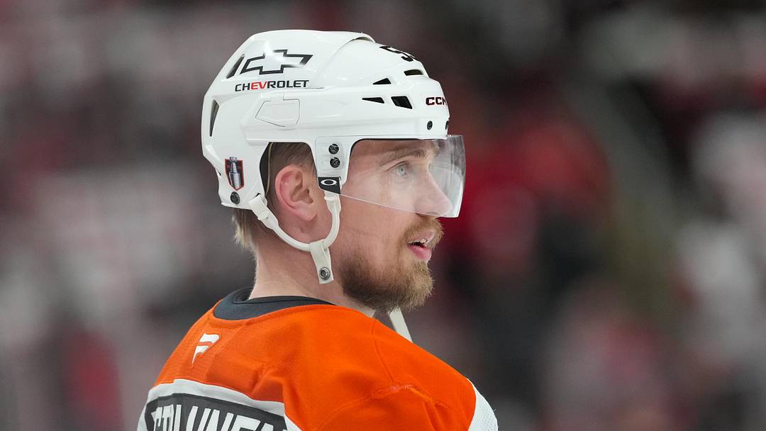 May 4, 2026; Raleigh, North Carolina, USA; Philadelphia Flyers defenseman Rasmus Ristolainen (55) looks on during the warmups before the game against the Carolina Hurricanes in game two of the second round of the 2026 Stanley Cup Playoffs at Lenovo Center. Mandatory Credit: James Guillory-Imagn Images
