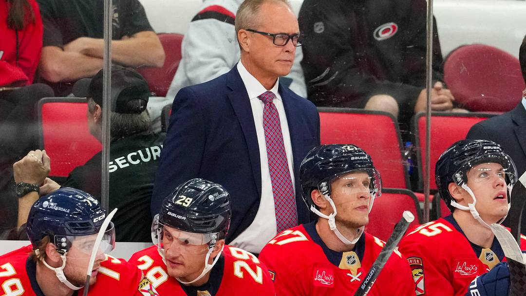 Sep 22, 2026; Raleigh, North Carolina, USA; Florida Panthers head coach Paul Maurice looks on against the Carolina Hurricanes during the first period at Lenovo Center. Mandatory Credit: James Guillory-Imagn Images Sep 22, 2026; Raleigh, North Carolina, USA; Florida Panthers head coach Paul Maurice looks on against the Carolina Hurricanes during the first period at Lenovo Center. Mandatory Credit: James Guillory-Imagn Images