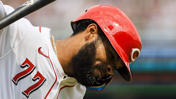 Cincinnati Reds outfielder Rece Hinds (77)