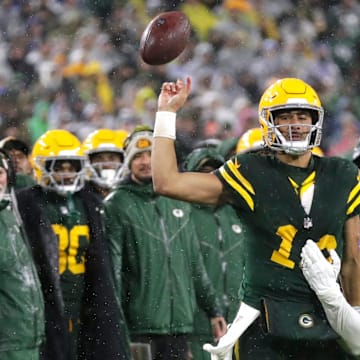 Green Bay Packers quarterback Jordan Love is pressured by the Detroit Lions last season.
