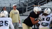 UCF Head Football Coach Scott Frost during UCF Spring football practice at FBC Mortgage Stadium in Orlando, Friday, April 11, 2025.