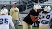 UCF Head Football Coach Scott Frost during UCF Spring football practice at FBC Mortgage Stadium in Orlando, Friday, April 11, 2025.