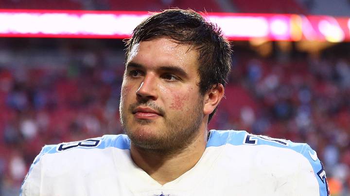 Dec 10, 2017; Glendale, AZ, USA; Tennessee Titans offensive tackle Jack Conklin (78) against the Arizona Cardinals at University of Phoenix Stadium. Mandatory Credit: Mark J. Rebilas-Imagn Images
