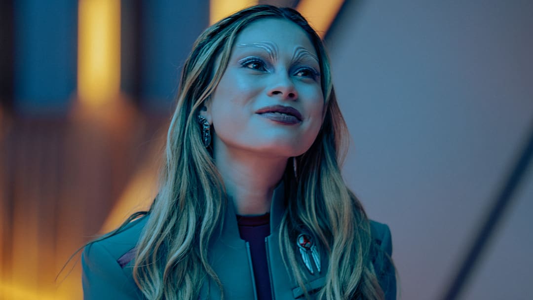 Bella Shepard as Genesis in season 1, episode 8, of Star Trek: Starfleet Academy streaming on Paramount+. Photo Credit: John Medland/Paramount+