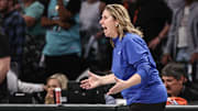 Oct 20, 2024; Brooklyn, New York, USA; Minnesota Lynx head coach Cheryl Reeve during game five of the 2024 NBA Finals at Barclays Center. Mandatory Credit: Wendell Cruz-Imagn Images