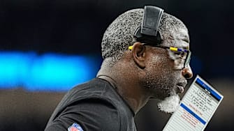 Detroit Lions defensive coordinator Aaron Glenn watches a play against Buffalo Bills during the second half at Ford Field in Detroit on Sunday, Dec. 15, 2024.