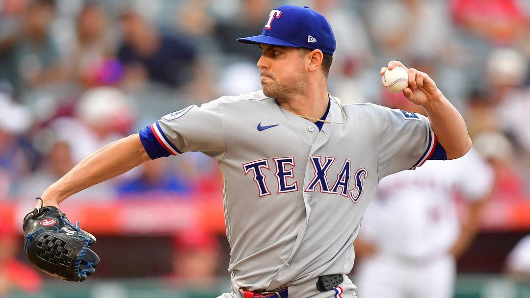 Texas Rangers pitcher Mackenzie Gore (1) throws against the Los Angeles Angels. Texas Rangers pitcher Mackenzie Gore (1) throws against the Los Angeles Angels.