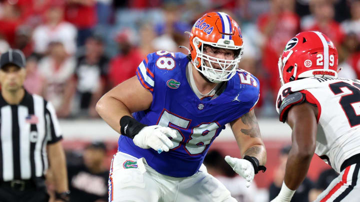  Florida Gators offensive lineman Austin Barber seems to have the left tackle spot on lockdown.