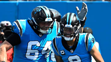 Carolina Panthers quarterback Bryce Young and center Cade Mays 
