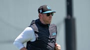 Jacksonville Jaguars head coach Liam Coen runs on the field during the fourth organized team activity at the Miller Electric Center in Jacksonville, Fla. Tuesday, May 27, 2025. [Doug Engle/Florida Times-Union]
