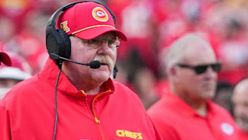 Kansas City Chiefs head coach Andy Reid watches a play at GEHA Field at Arrowhead Stadium.