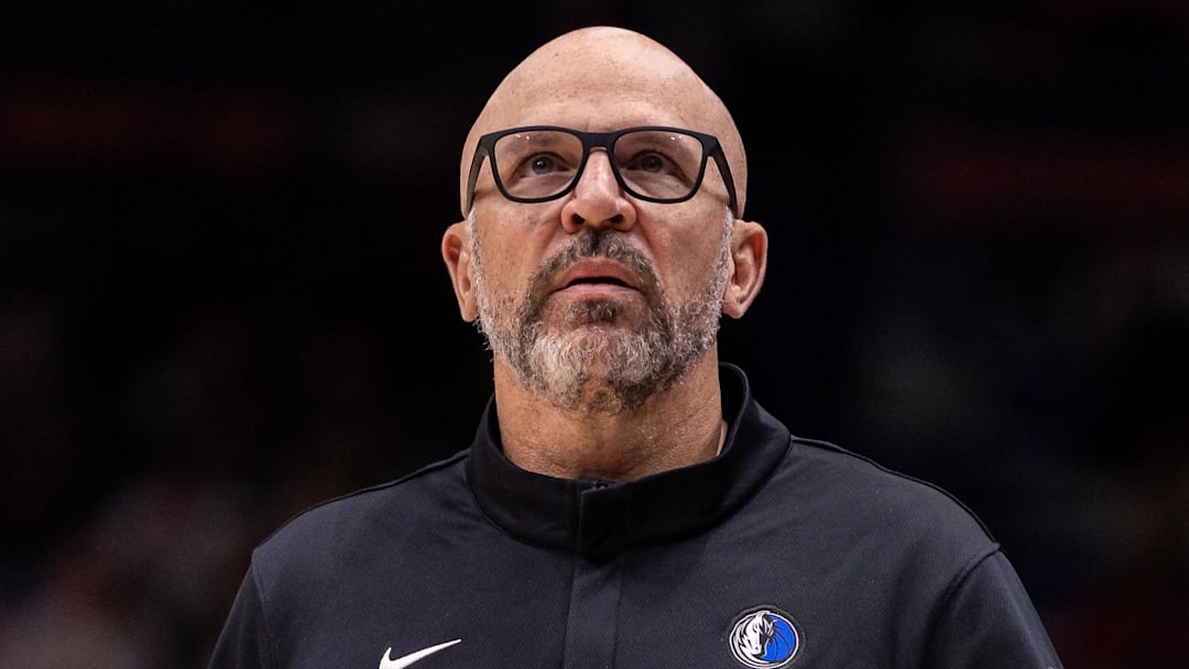 Mar 16, 2026; New Orleans, Louisiana, USA;  Dallas Mavericks Head Coach Jason Kidd looks on against the New Orleans Pelicans during the first half at Smoothie King Center. Mandatory Credit: Stephen Lew-Imagn Images