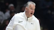 Purdue Boilermakers head coach Matt Painter yells down court 