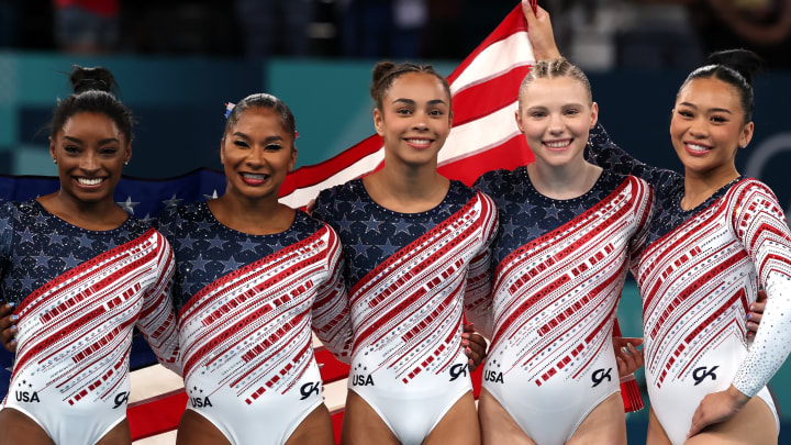 Simone Biles, Jordan Chiles, Hezly Rivera, Jade Carey and Sunisa Lee