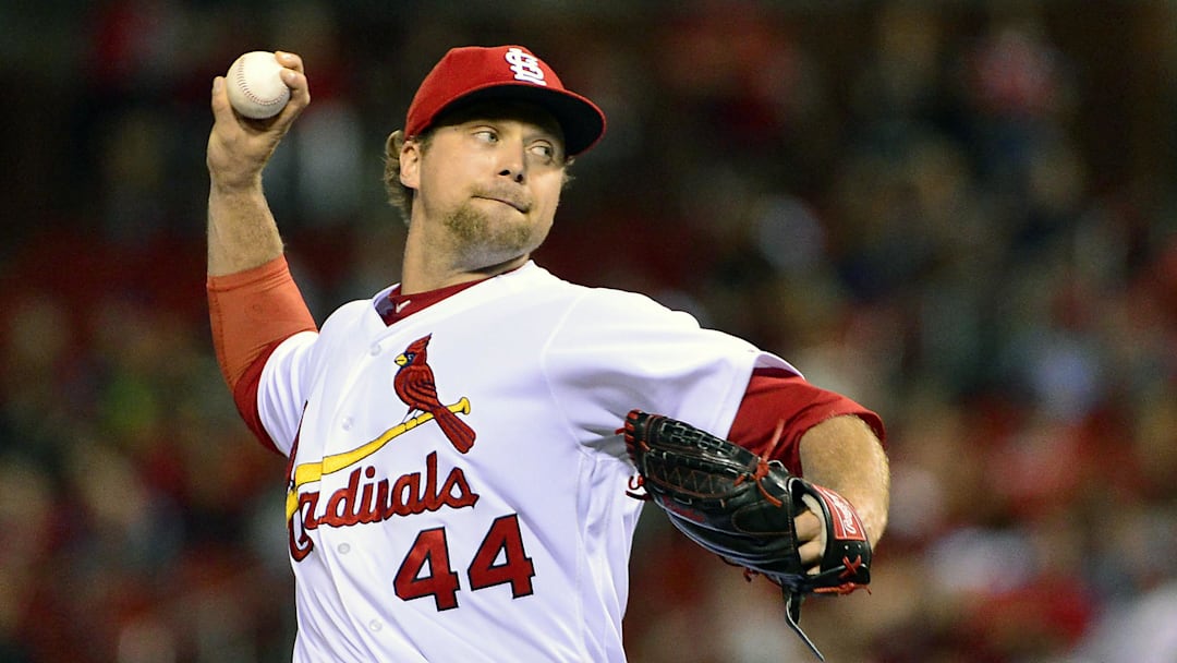 Aug 9, 2017; St. Louis, MO, USA; St. Louis Cardinals relief pitcher Trevor Rosenthal (44) pitches during the ninth inning against the Kansas City Royals at Busch Stadium. Mandatory Credit: Jeff Curry-Imagn Images Aug 9, 2017; St. Louis, MO, USA; St. Louis Cardinals relief pitcher Trevor Rosenthal (44) pitches during the ninth inning against the Kansas City Royals at Busch Stadium. Mandatory Credit: Jeff Curry-Imagn Images