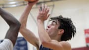 Trinity's Brady Bennett (11) shoots against Alabama Christian in AHSAA Area Tournament action at the Montgomery Academy campus in Montgomery, Ala., on Monday February 5, 2024.