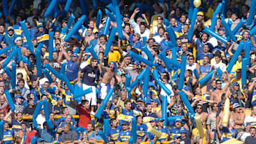 March 26, 2006; Buenos Aires, Argentina; Argentine League; Boca Juniors fans show support for their team during game against River Plate at Bombonera Stadium. 