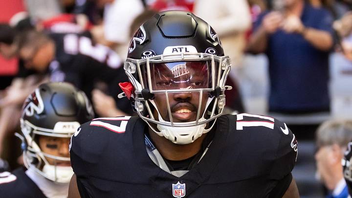 Dec 21, 2025; Glendale, Arizona, USA; Atlanta Falcons linebacker Arnold Ebiketie (17) against the Arizona Cardinals at State Farm Stadium. 