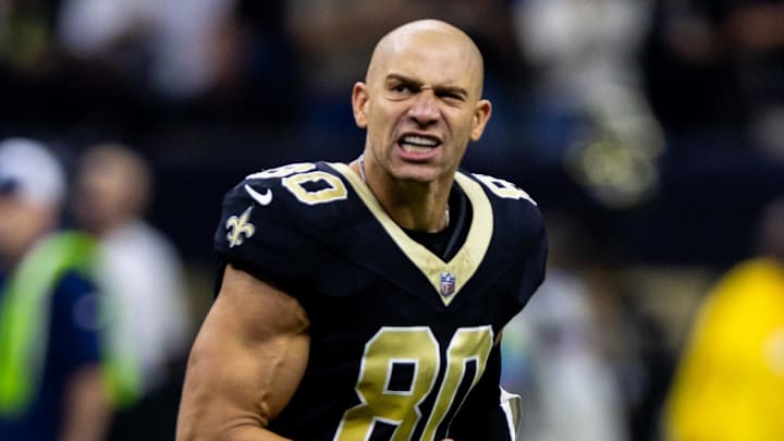 New Orleans Saints tight end Jimmy Graham reacts to a play. New Orleans Saints tight end Jimmy Graham reacts to a play.