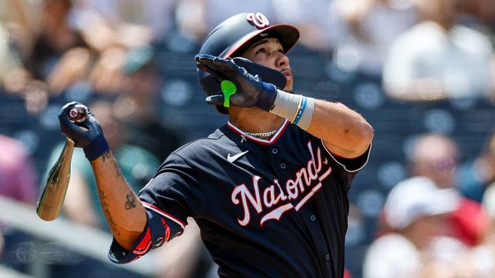 Sep 9, 2026; San Diego, California, USA; Washington Nationals left fielder Daylen Lile (4) during the second inning against the San Diego Padres at Petco Park. Mandatory Credit: David Frerker-Imagn Images