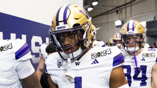 Washington Huskies cornerback Jabbar Muhammad against the Michigan Wolverines during the 2024 College Football Playoff.