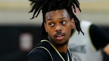Purdue Boilermakers guard Antione West Jr. (1) practices 