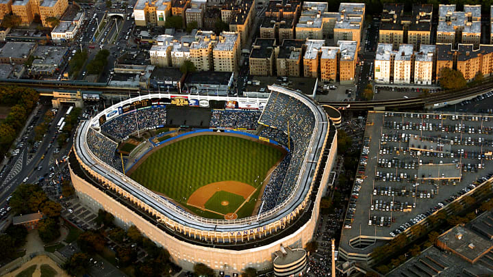 Yankee Stadium aerial shot from blimp