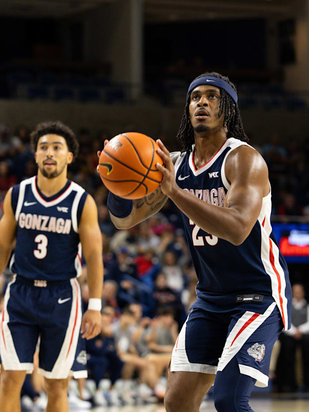 Gonzaga Bulldogs guard Adam Miller (23) at the 2025 Kraziness in the Kennel event at McCarthey Athletic Center. 