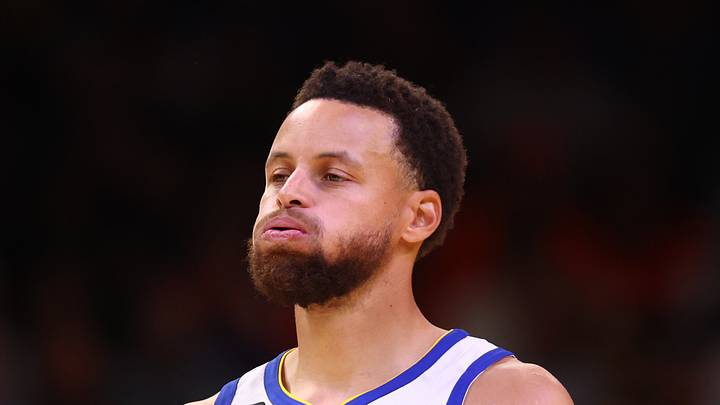 Phoenix, Arizona, USA; Golden State Warriors guard Stephen Curry (30) reacts against the Phoenix Suns in the second half at Footprint Center. Mandatory Credit: Mark J. Rebilas-USA TODAY Sports