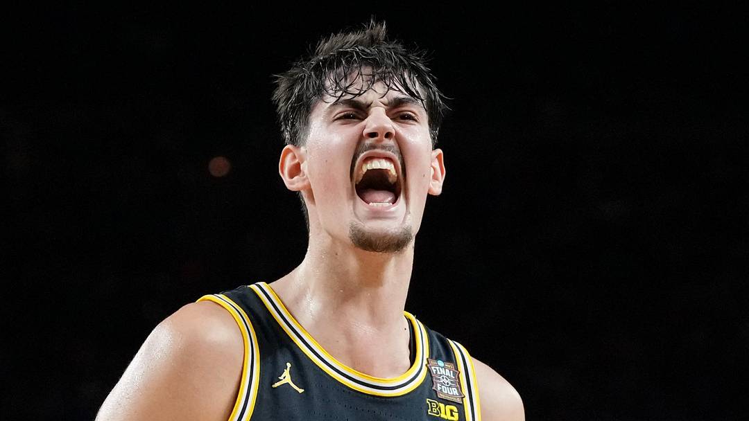 Apr 4, 2026; Indianapolis, IN, USA; Michigan Wolverines center Aday Mara (15) reacts after a play against the Arizona Wildcats during the first half in a semifinal of the Final Four of the men's 2026 NCAA Tournament at Lucas Oil Stadium. Mandatory Credit: Bob Donnan-Imagn Images Apr 4, 2026; Indianapolis, IN, USA; Michigan Wolverines center Aday Mara (15) reacts after a play against the Arizona Wildcats during the first half in a semifinal of the Final Four of the men's 2026 NCAA Tournament at Lucas Oil Stadium. Mandatory Credit: Bob Donnan-Imagn Images