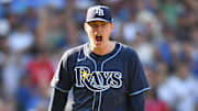 Sep 13, 2025; Chicago, Illinois, USA; Tampa Bay Rays pitcher Pete Fairbanks (29) celebrates after defeating the Chicago Cubs at Wrigley Field. 