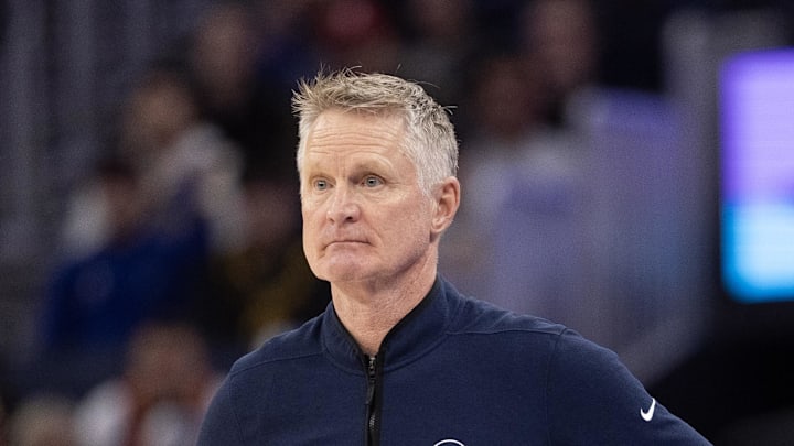 Mar 2, 2026; San Francisco, California, USA; Golden State Warriors head coach Steve Kerr  (left) and Los Angeles Clippers head coach Tyronn Lue watch their respective teams during the third quarter at Chase Center. Mandatory Credit: D. Ross Cameron-Imagn Images