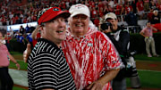 Georgia coach Kirby Smart celebrates with his dad Sonny Smart after a NCAA college football game between Tennessee and Georgia in Athens, Ga., on Saturday, Nov. 5, 2022. Georgia won 27-13.

News Joshua L Jones