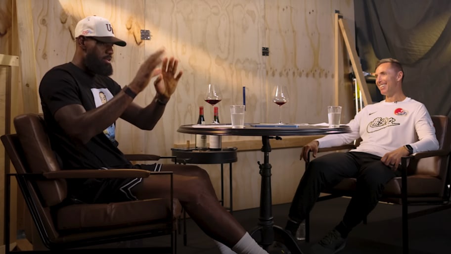 LeBron James during his 'Mind the Game' podcast with Steve Nash. | via Mind the Game